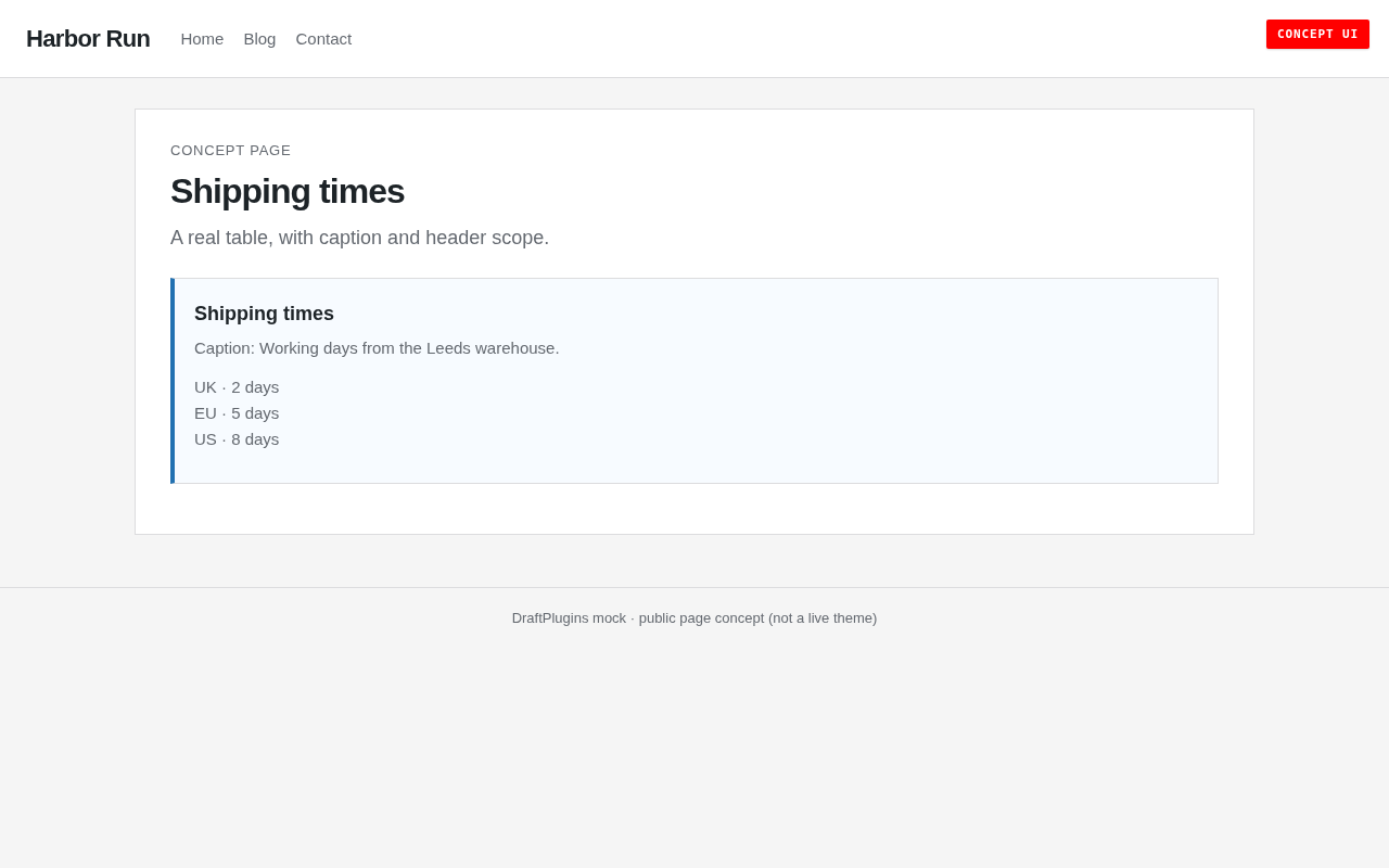 Accessible Table — concept preview of the proposed WordPress plugin
