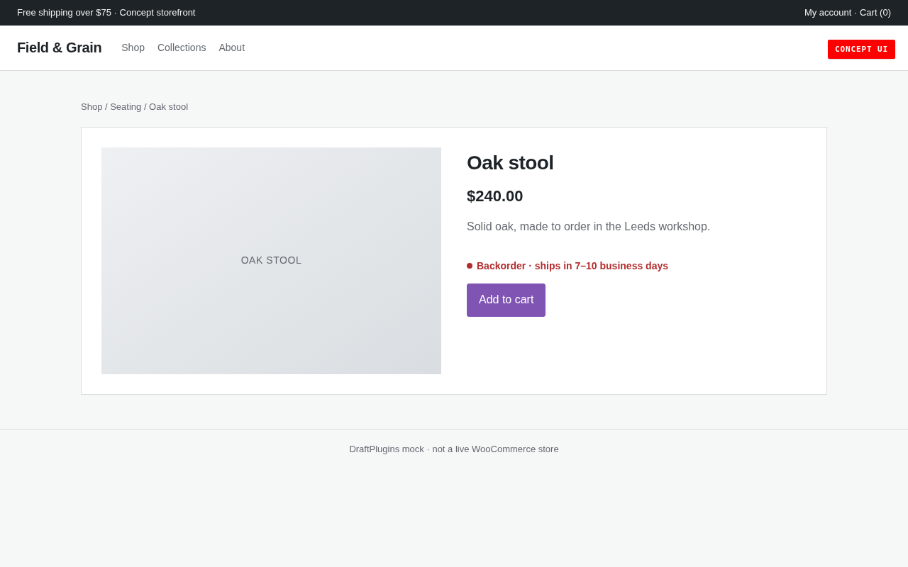 Product page with a specific backorder date
