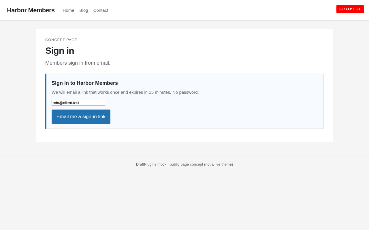 Magic Link Gate — podgląd koncepcji proponowanego wtyczka WordPress