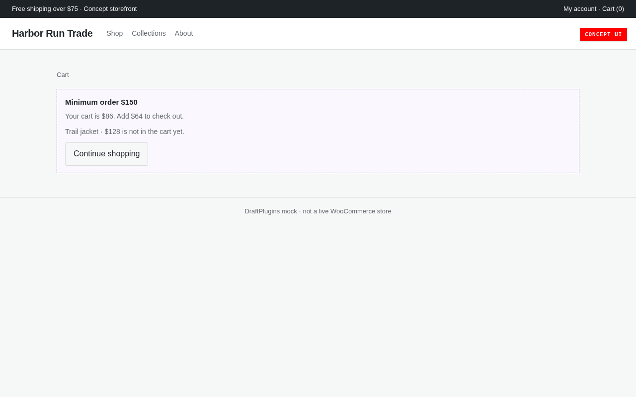 Min Order Gate — podgląd koncepcji proponowanego wtyczka WordPress