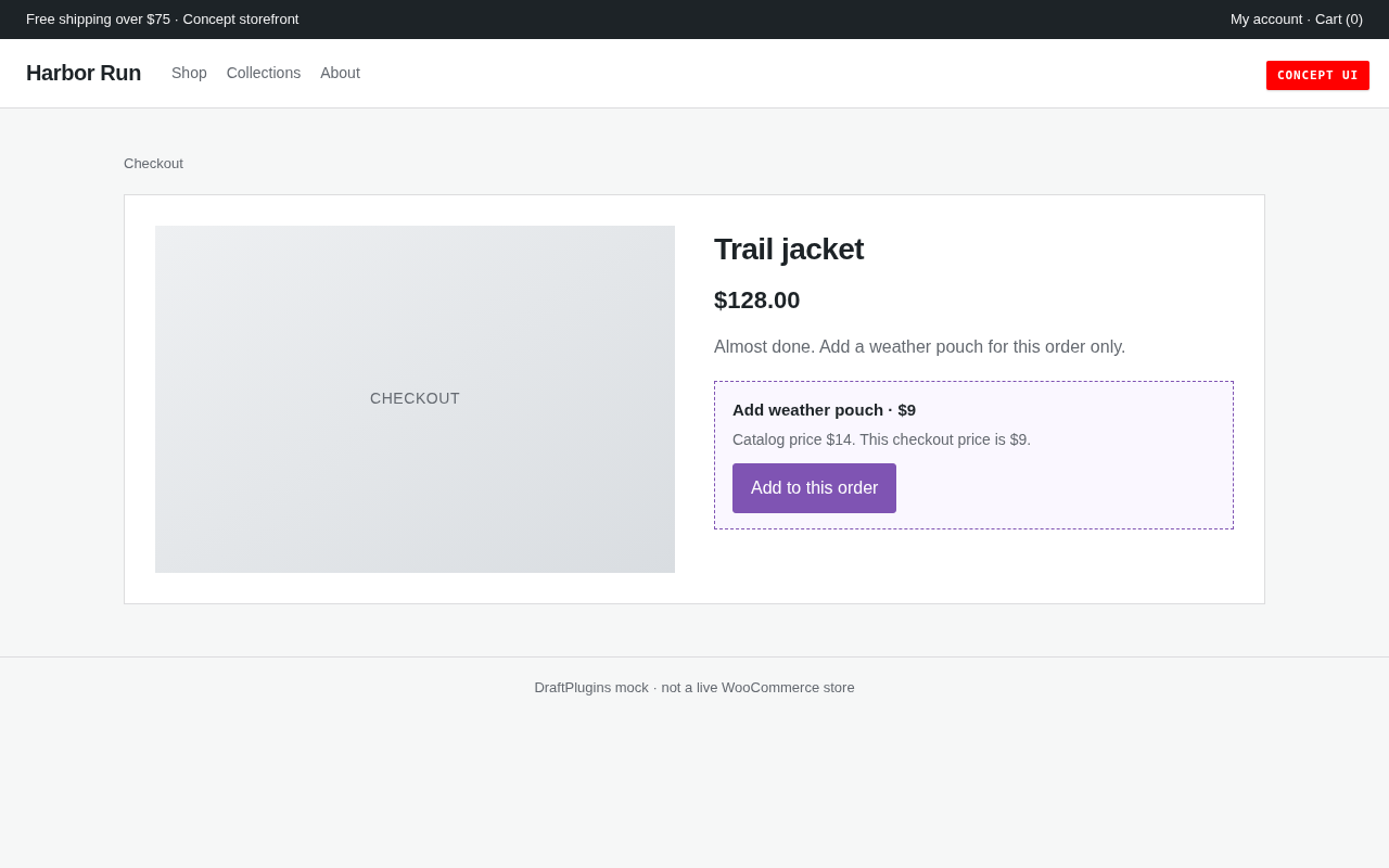 Order Bump Lane — vista conceptual del plugin de WordPress propuesto