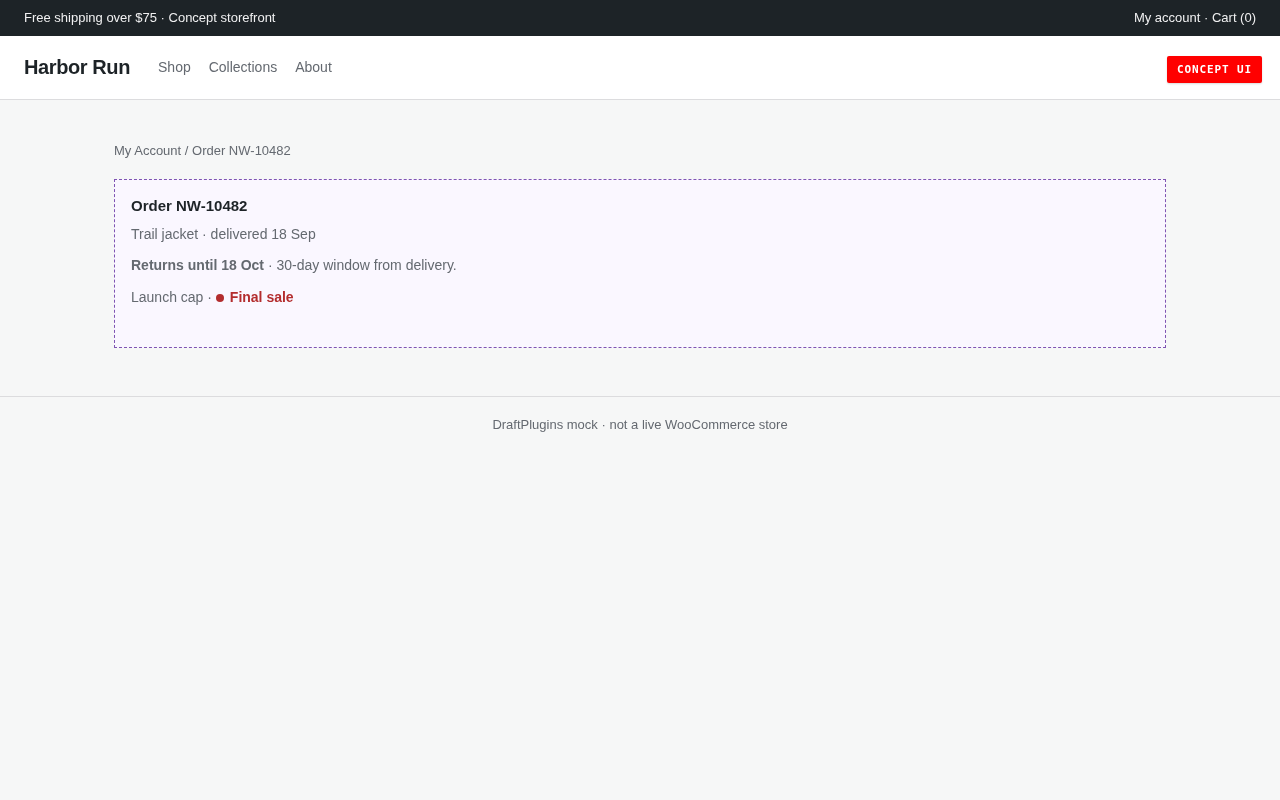 Return Window Desk — concept preview of the proposed WordPress plugin