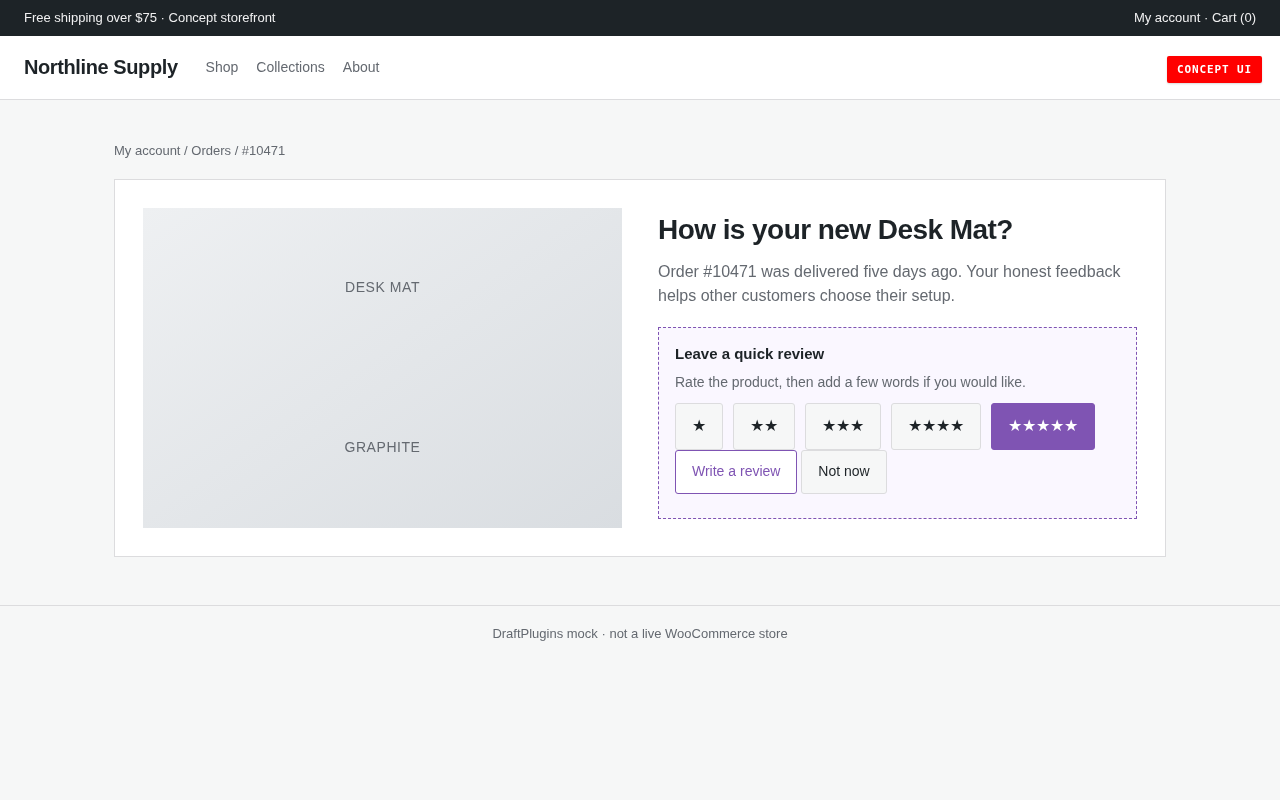 Review Request Lane prompt — concept UI